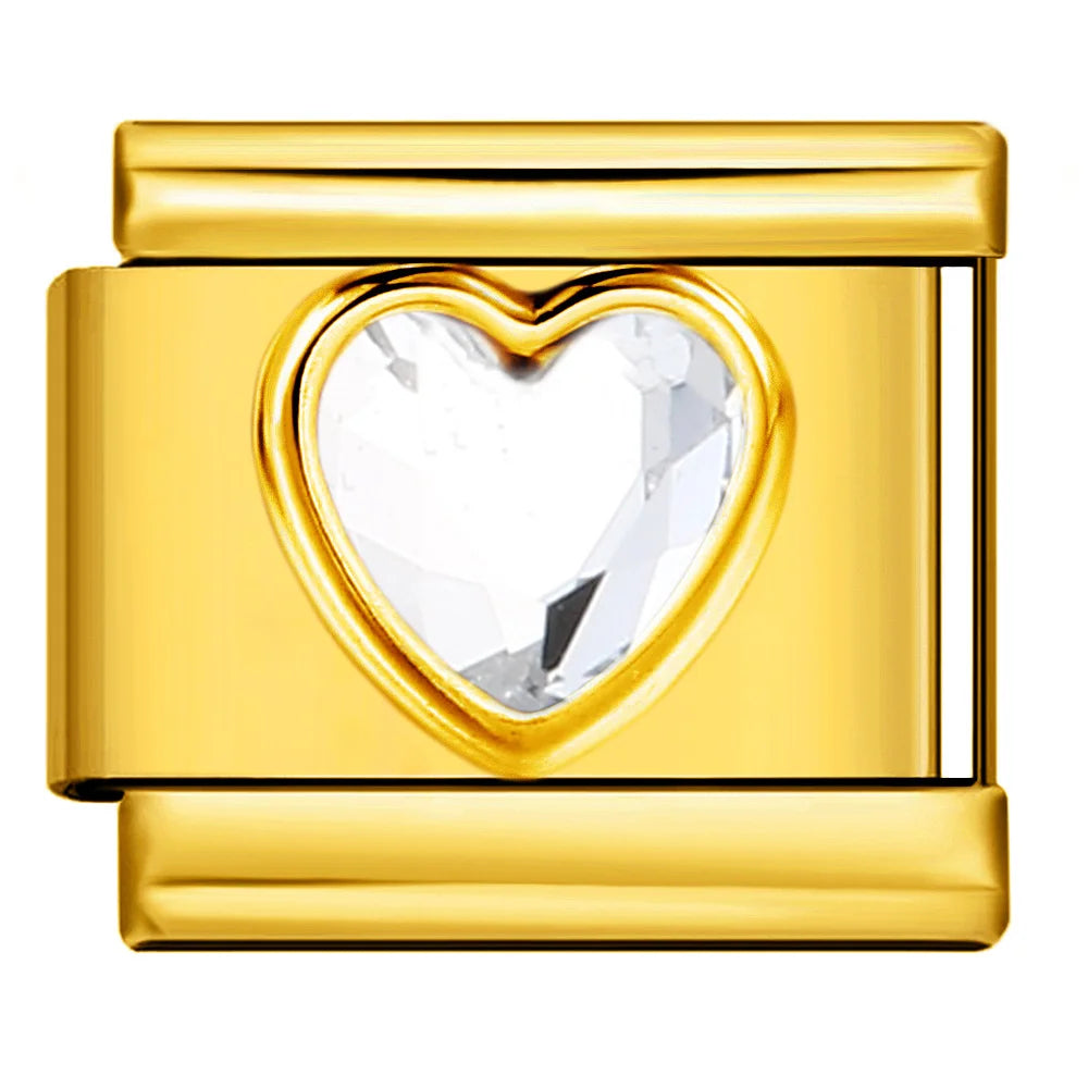 Gold Color Zirconia Italian Charm 507