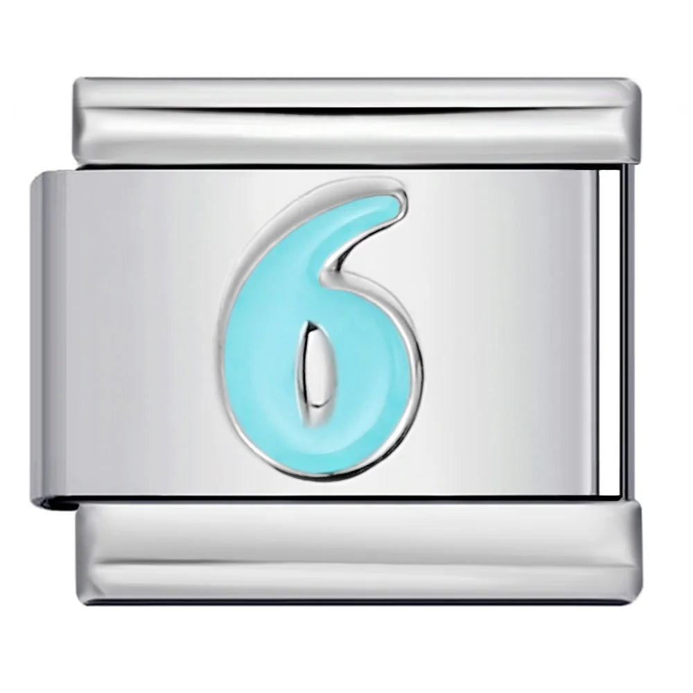 Blue Number 0-9 Italian Charm 306