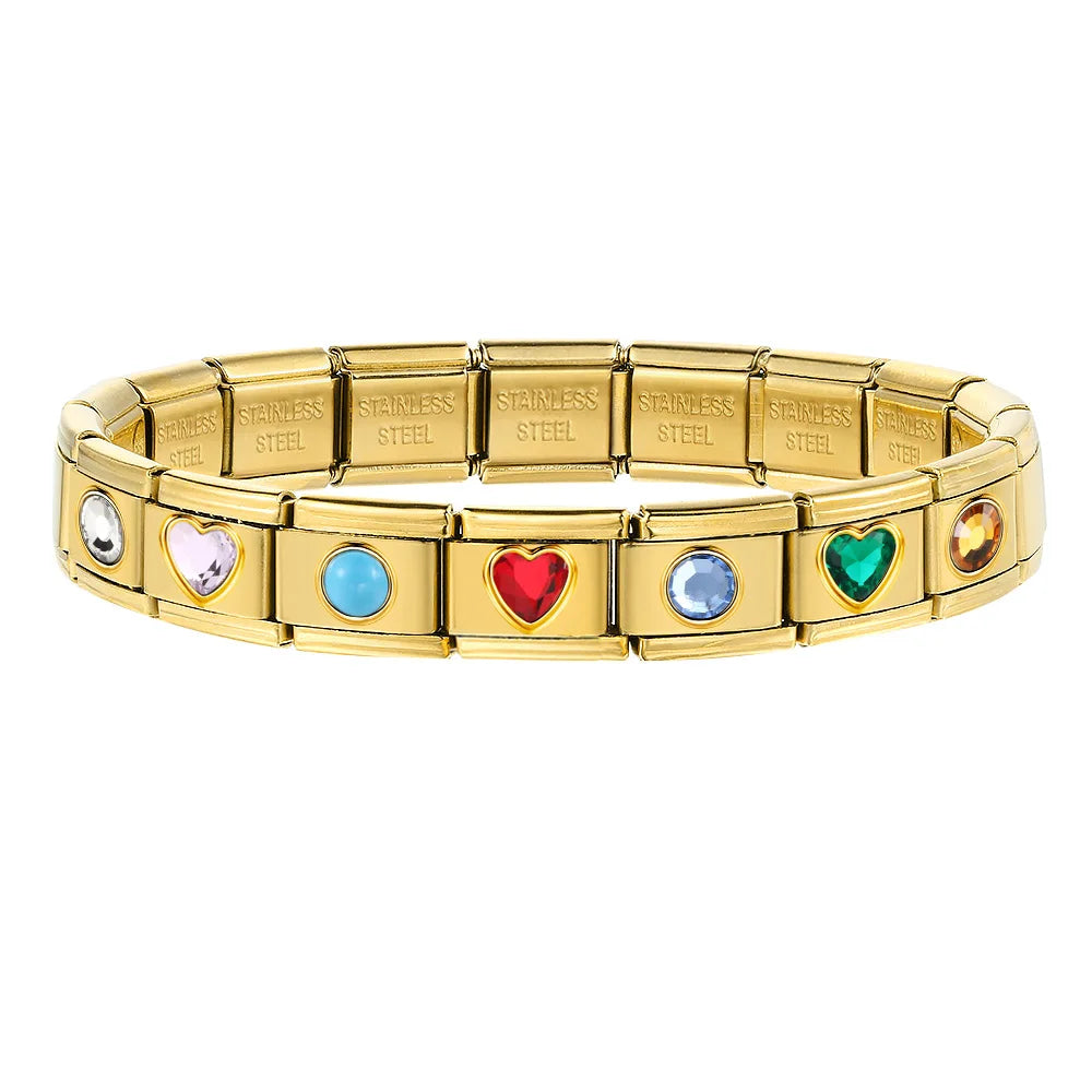 Gold Color Zirconia Italian Charm 507