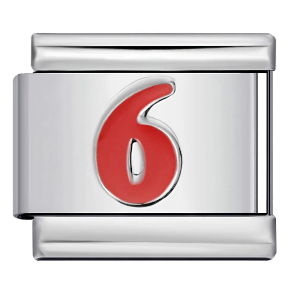 Red 0-9 Number Italian Charm 281