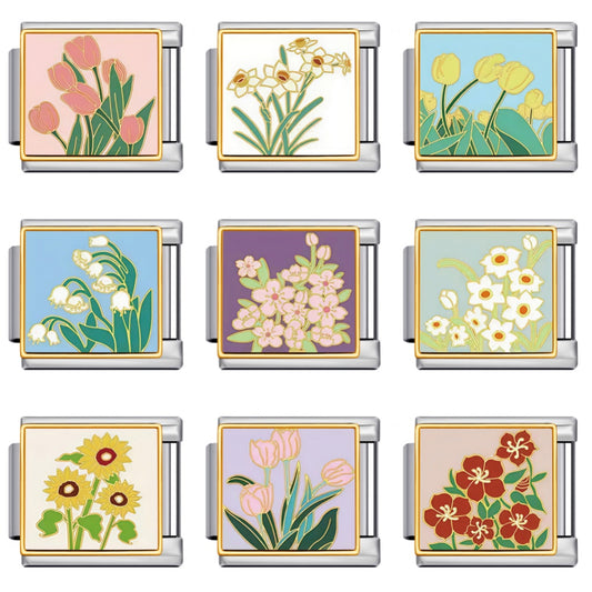 Flower Italian Charms Link