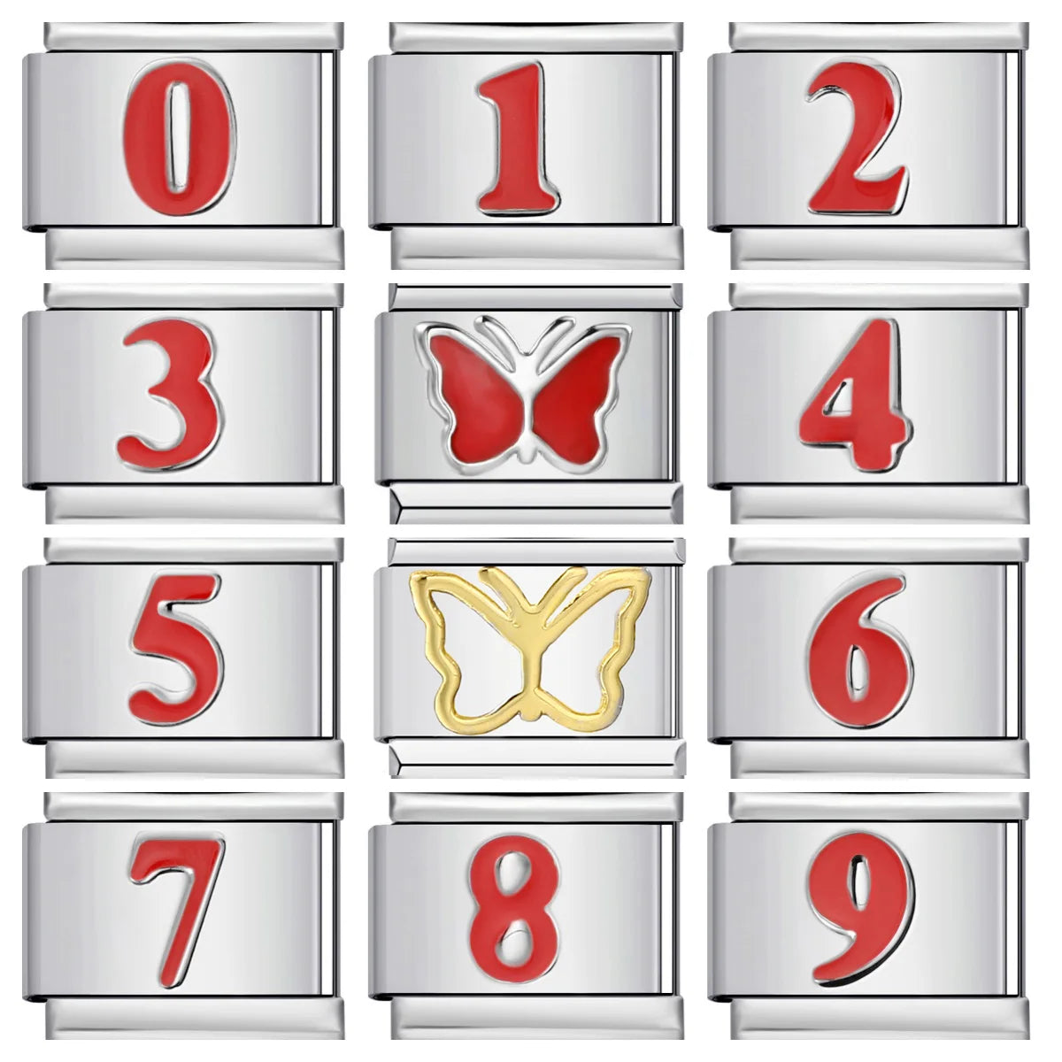 Red  0-9 Number Italian Charm 281