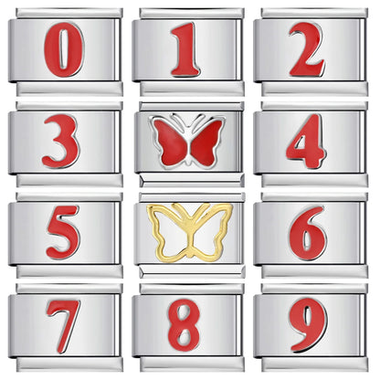 Red  0-9 Number Italian Charm 281