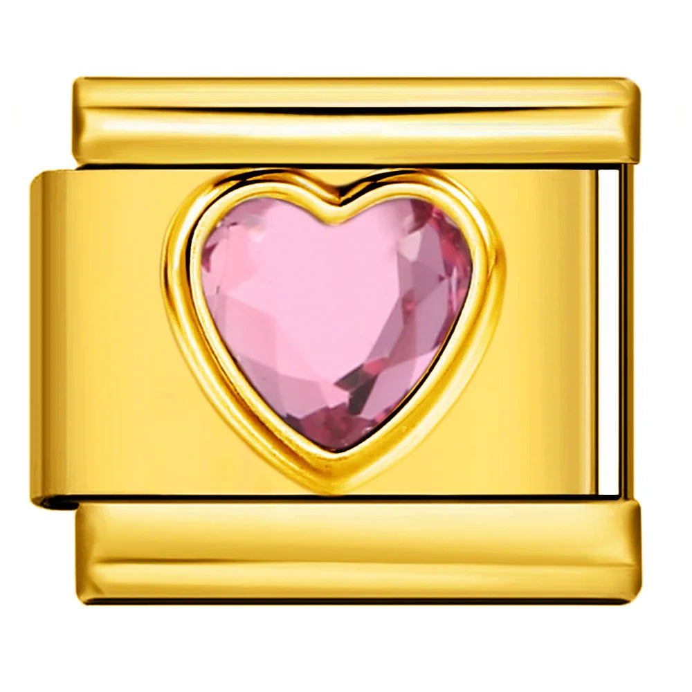 Gold Color Zirconia Italian Charm 507