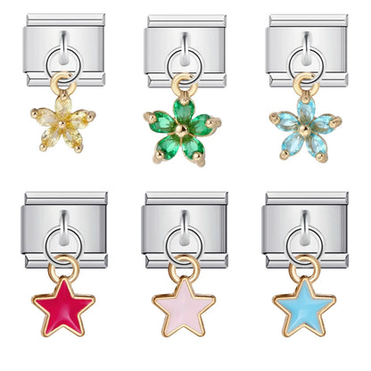 Flower Star Italian Charm Link 033