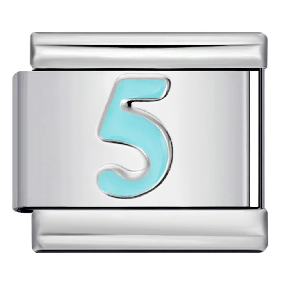 Blue Number 0-9 Italian Charm 306