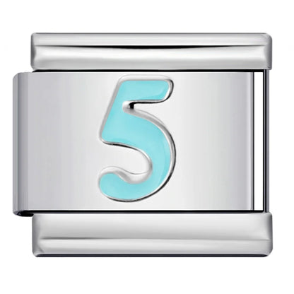 Blue Number 0-9 Italian Charm 306