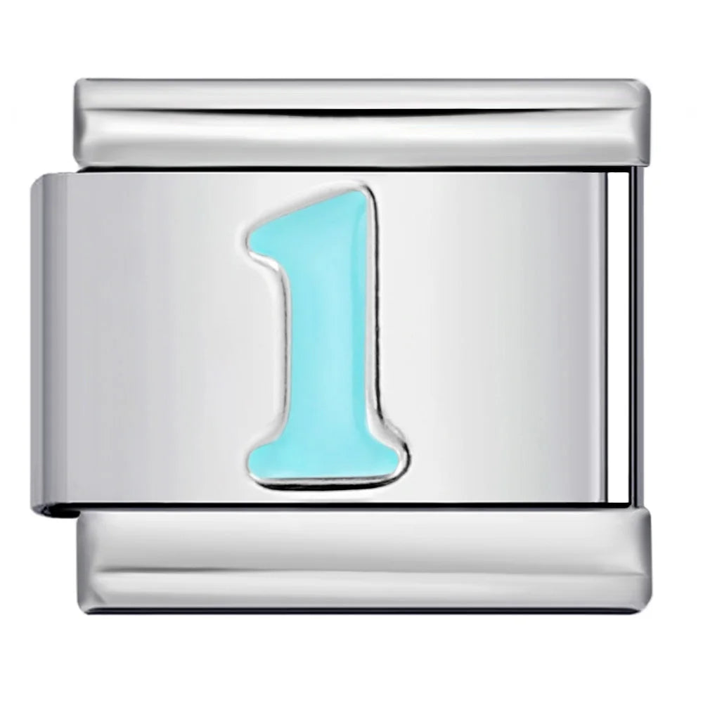 Blue Number 0-9 Italian Charm 306