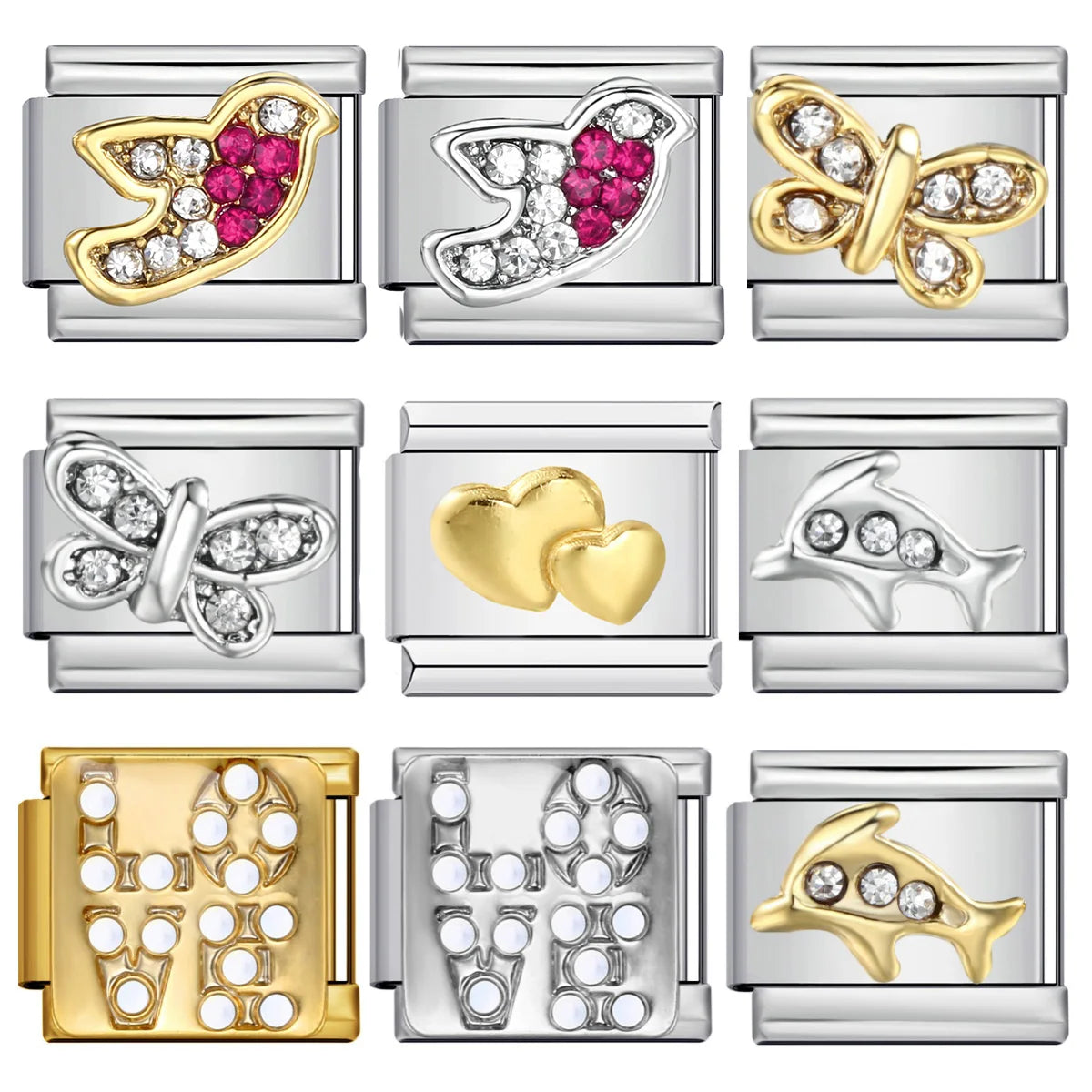 Zirconia Italian Charm Links 175