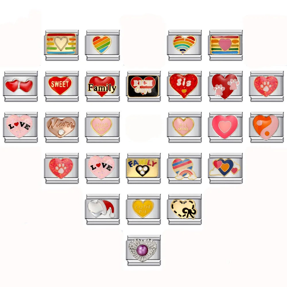 Heart Italian Charm Links 070