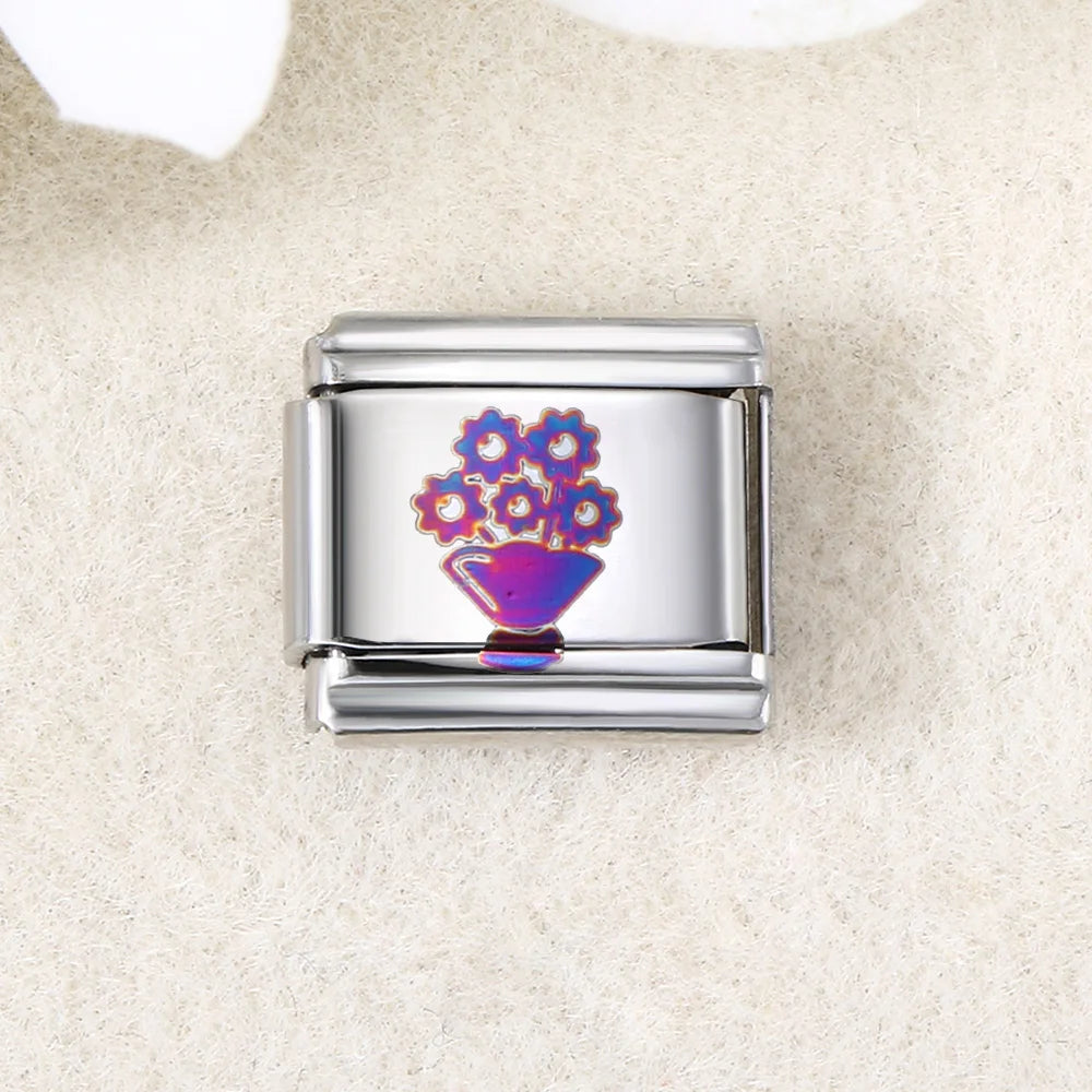 UV Laser Italian Charm Link 456