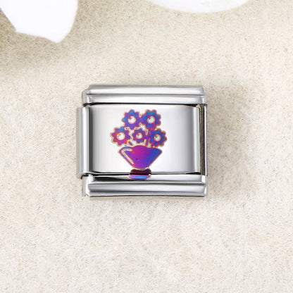 UV Laser Italian Charm Link 456