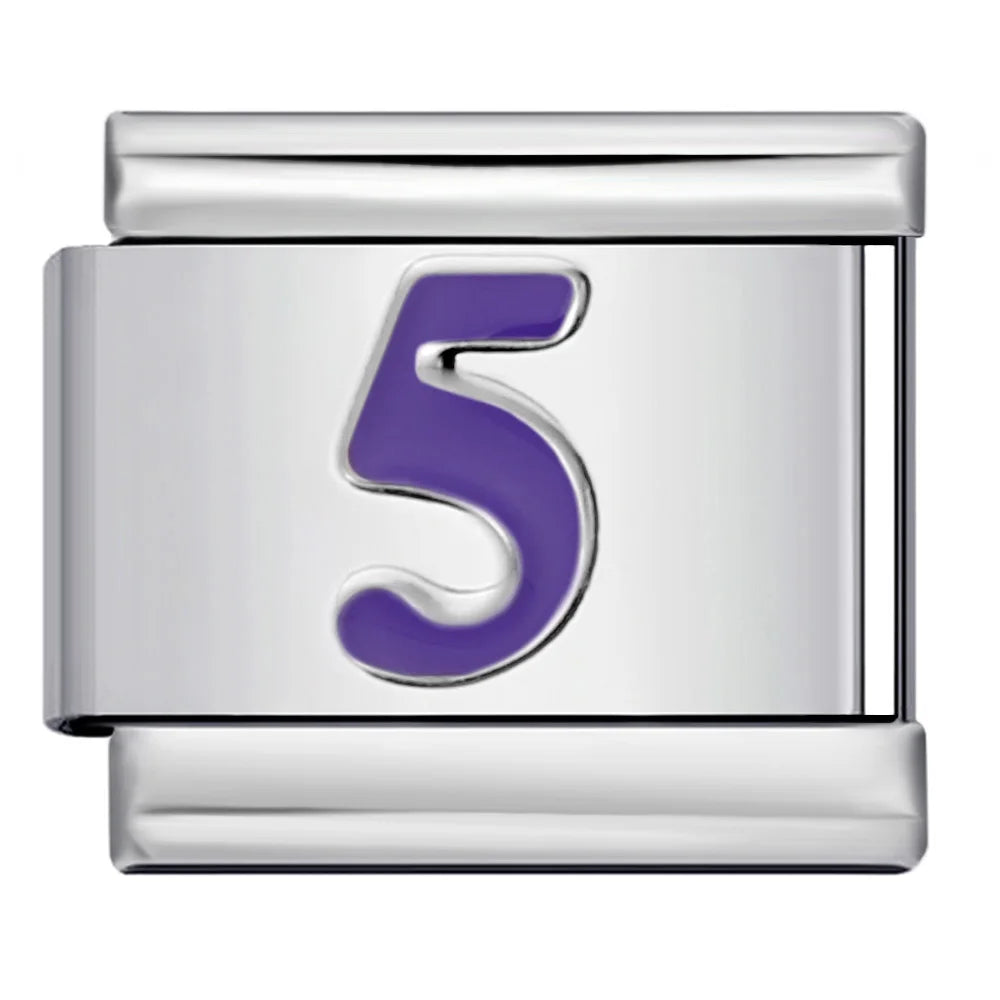 Purple Number 0-9 Italian Charm 284