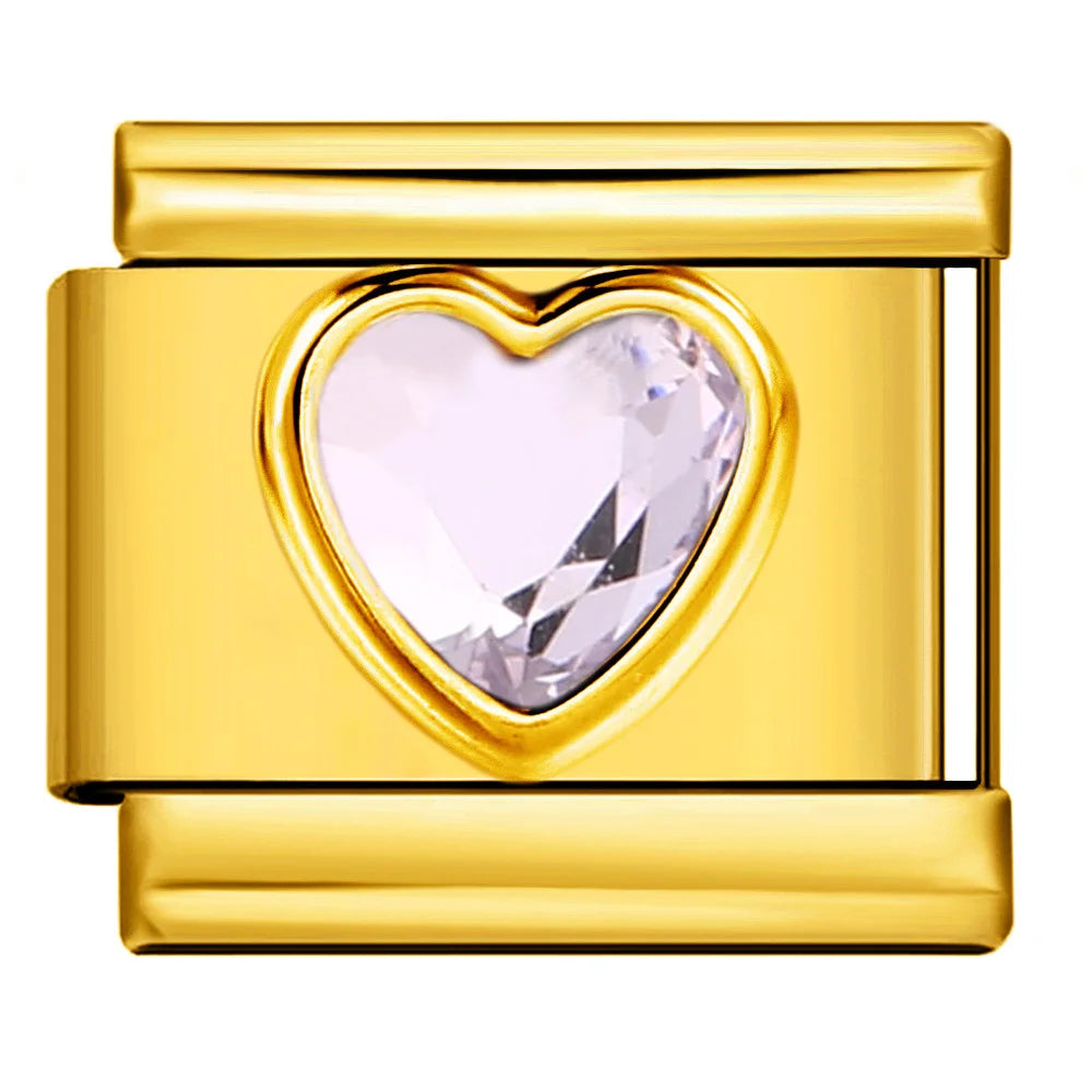 Gold Color Zirconia Italian Charm 507