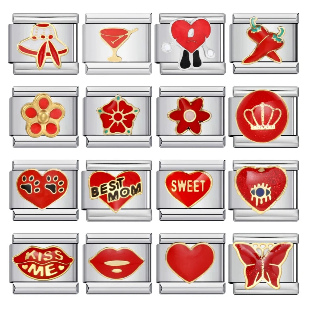 Red Italian Charm Links 394