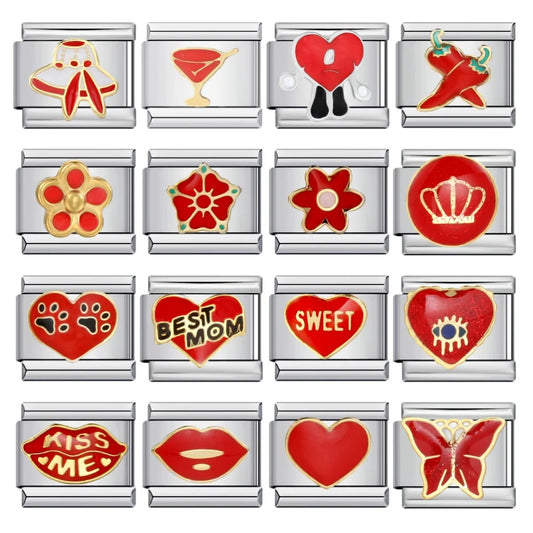 Red Italian Charm Links 394