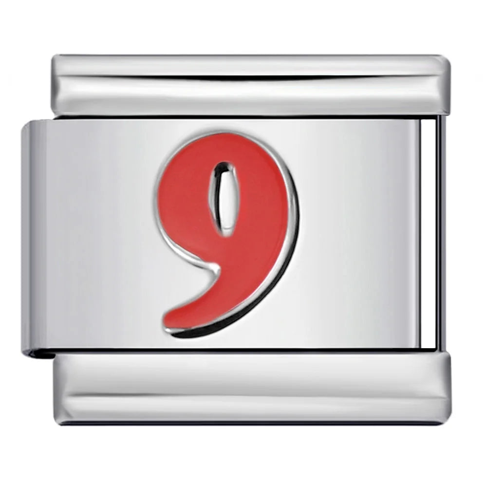 Red  0-9 Number Italian Charm 281