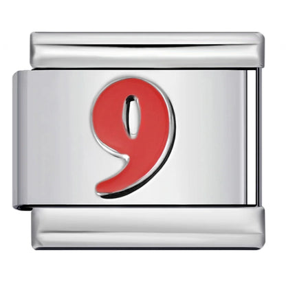 Red  0-9 Number Italian Charm 281