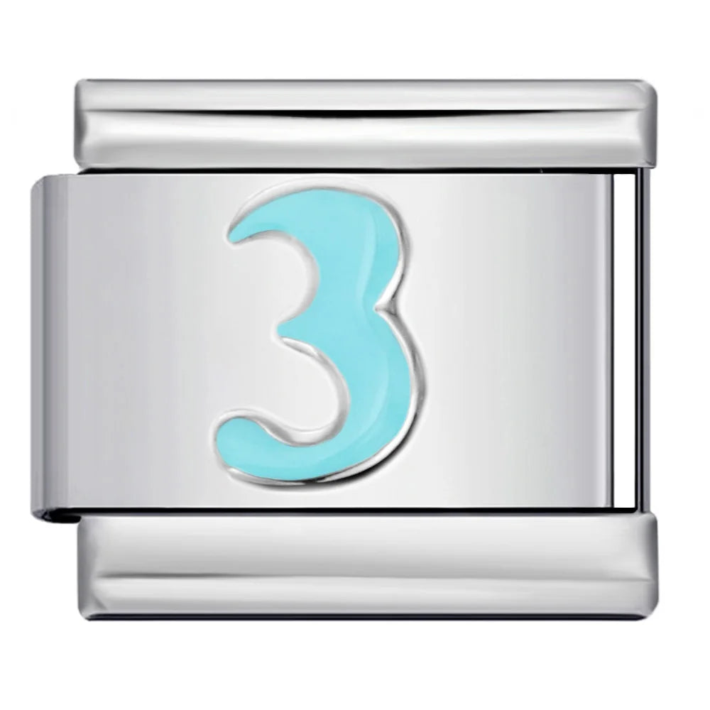 Blue Number 0-9 Italian Charm 306