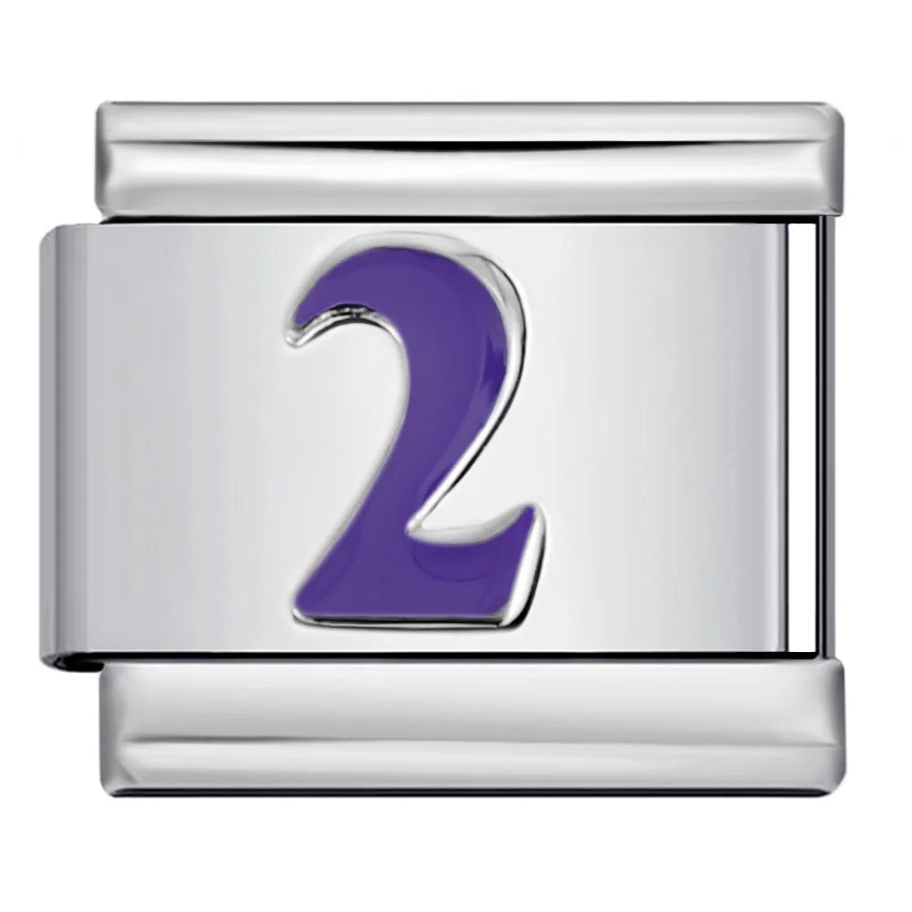 Purple Number 0-9 Italian Charm 284