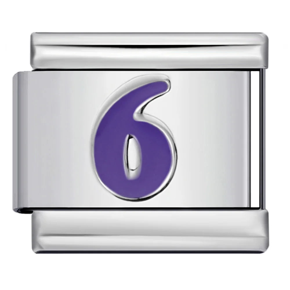 Purple Number 0-9 Italian Charm 284