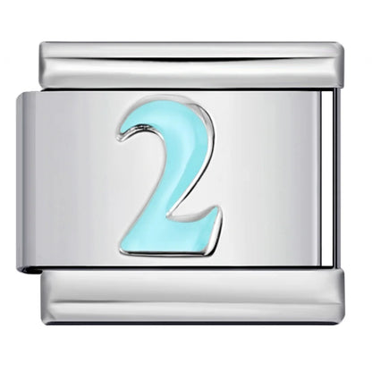 Blue Number 0-9 Italian Charm 306