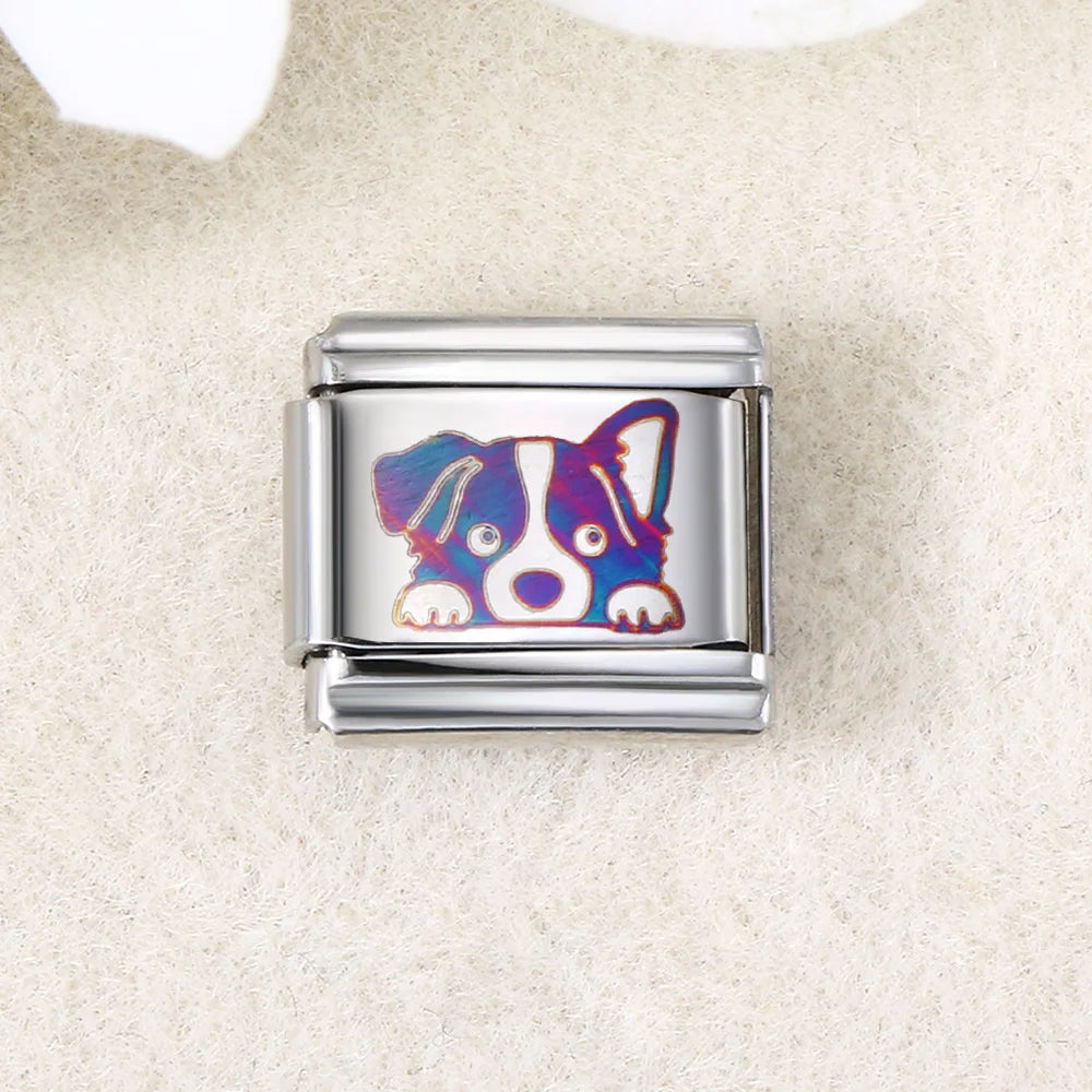 UV Laser Italian Charm Link 456