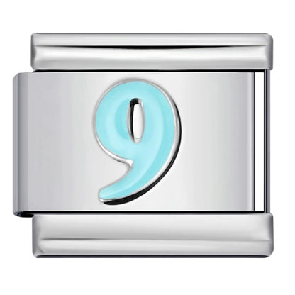 Blue Number 0-9 Italian Charm 306