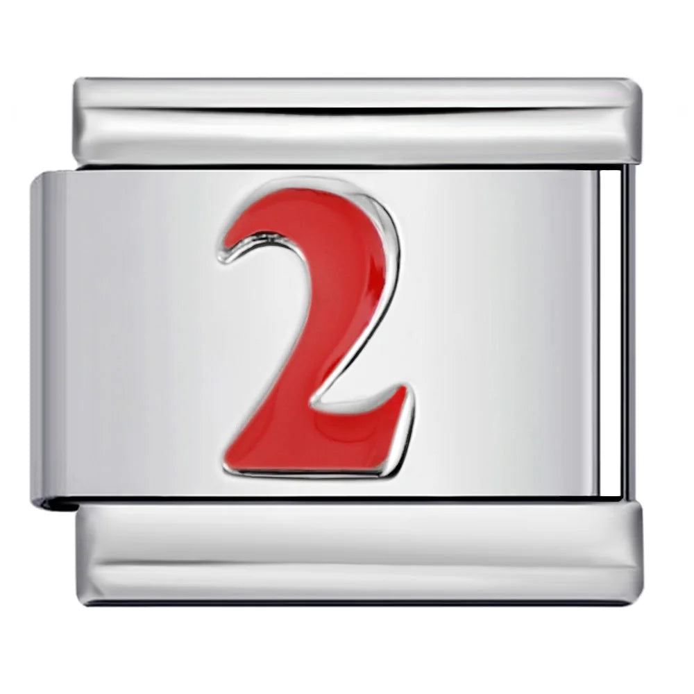 Red  0-9 Number Italian Charm 281