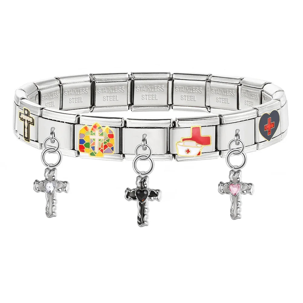 Cross Italian Charm Link 530