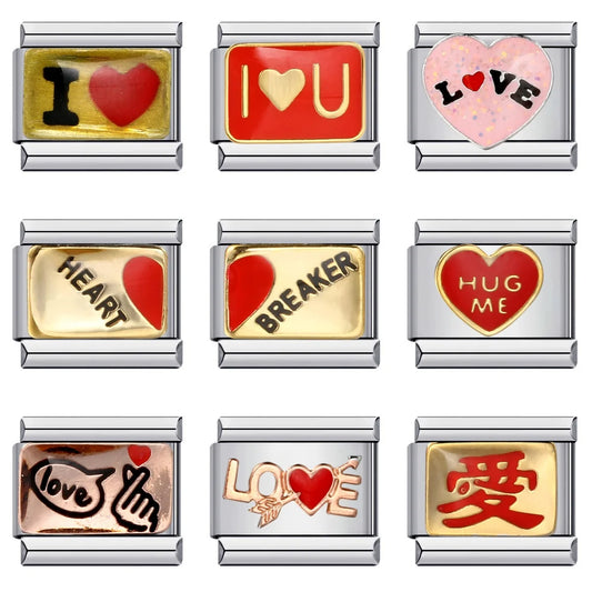 Love Heart Italian Charm Links 080