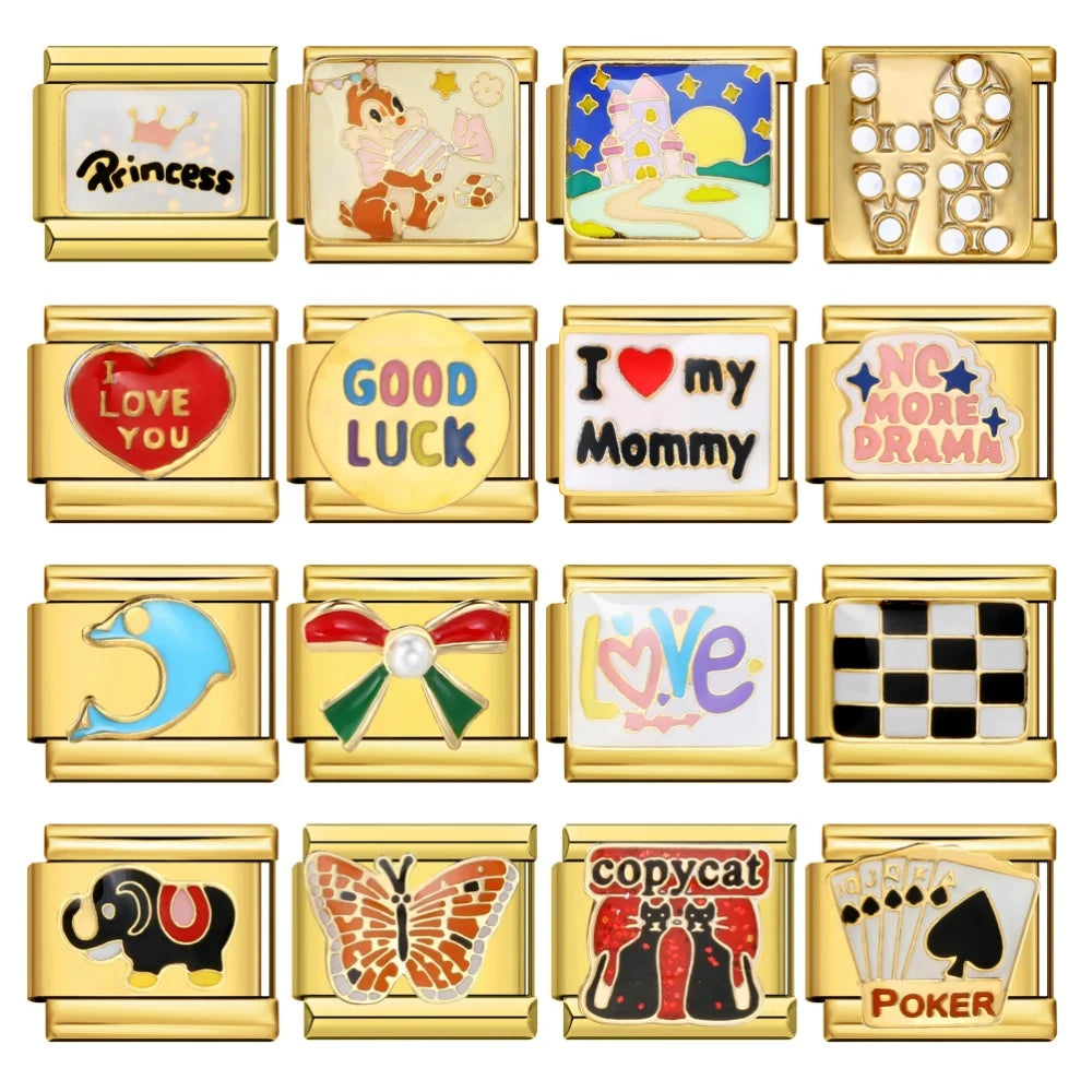 Gold Color Italian Charm Link 381