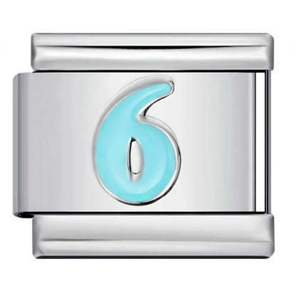 Blue Number 0-9 Italian Charm 306