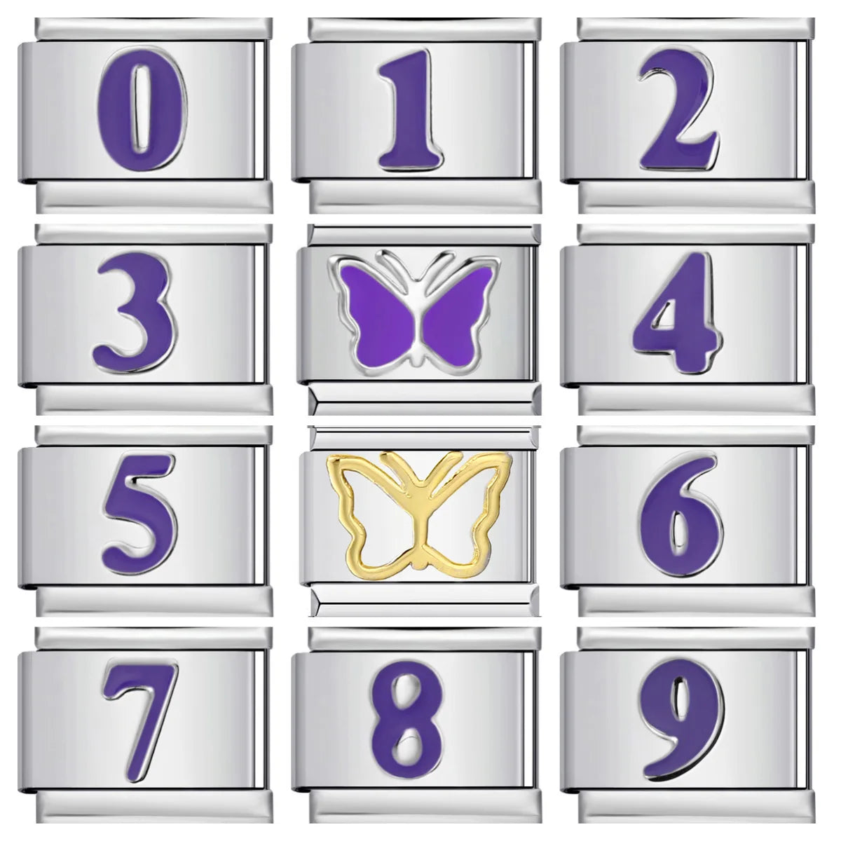 Purple Number 0-9 Italian Charm 284