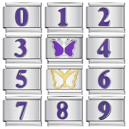 Purple Number 0-9 Italian Charm 284