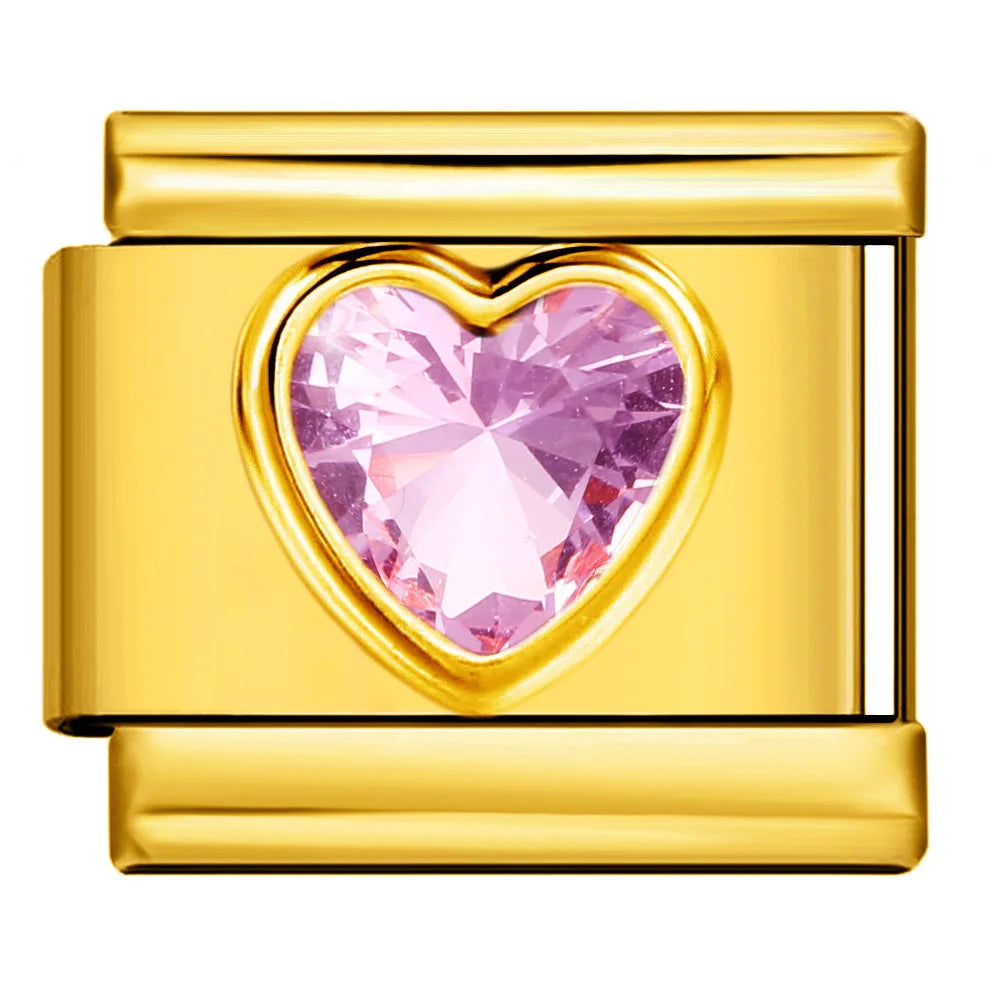 Gold Color Zirconia Italian Charm 507