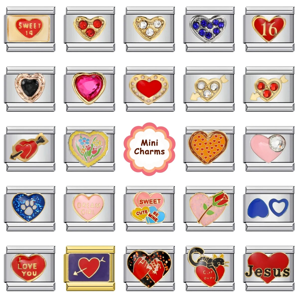 Heart Italian Charm Links 121