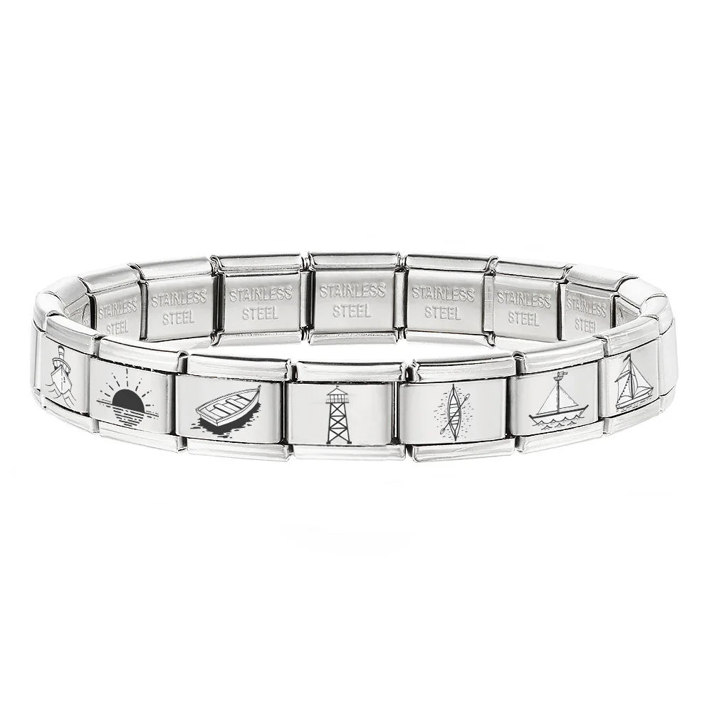 Laser Italian Charm Link 497