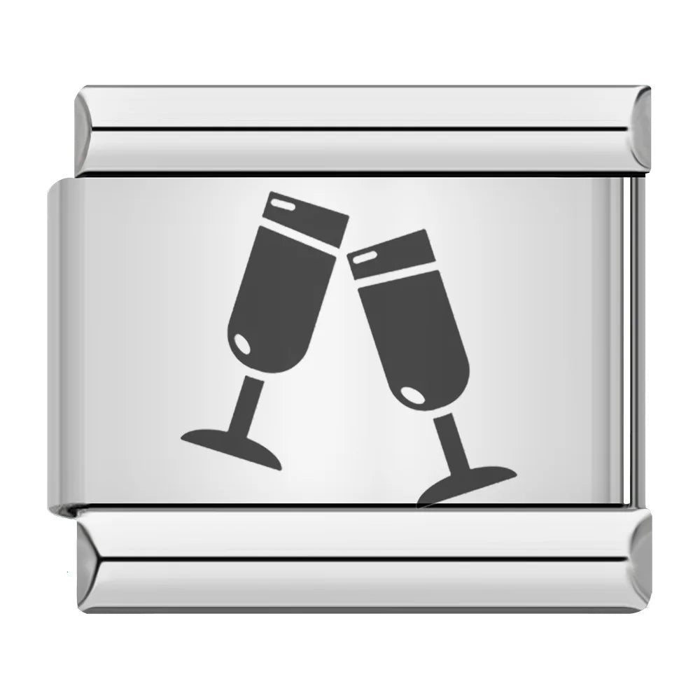 Laser Engrave Italian Charm Links 005