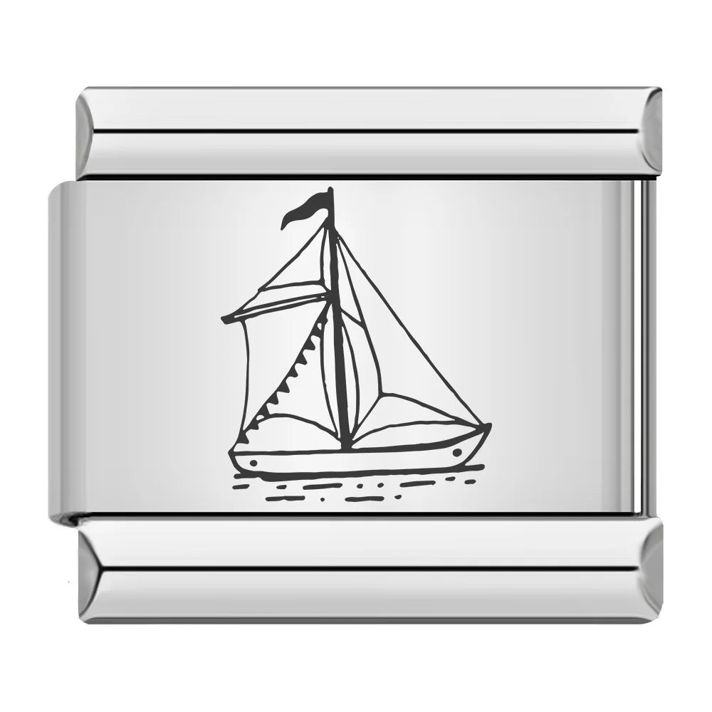 Laser Italian Charm Link 497