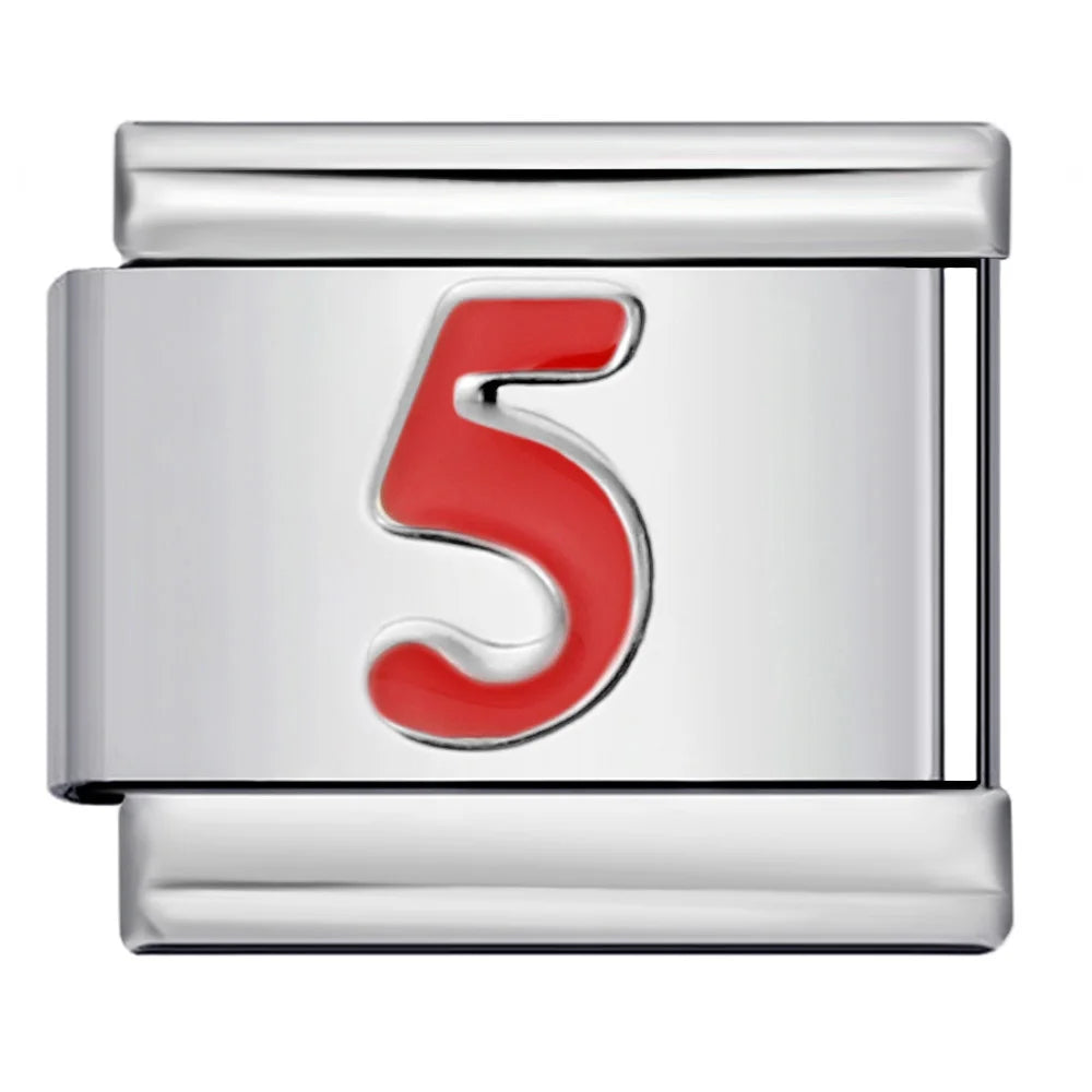 Red  0-9 Number Italian Charm 281