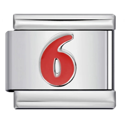 Red  0-9 Number Italian Charm 281