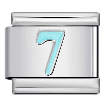 Blue Number 0-9 Italian Charm 306