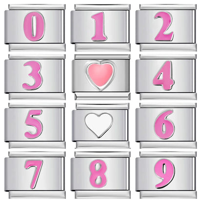 Pink 0-9 Number Italian Charm 283