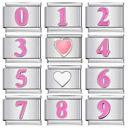 Pink 0-9 Number Italian Charm 283