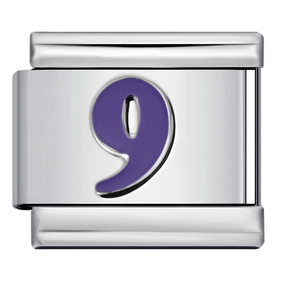 Purple Number 0-9 Italian Charm 284