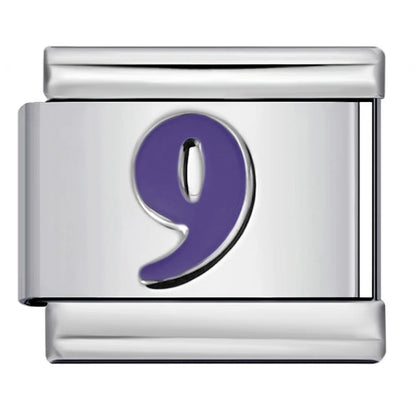 Purple Number 0-9 Italian Charm 284