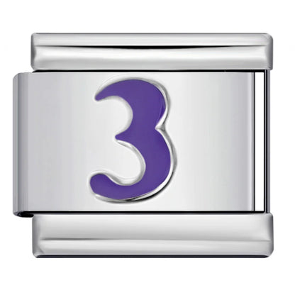 Purple Number 0-9 Italian Charm 284