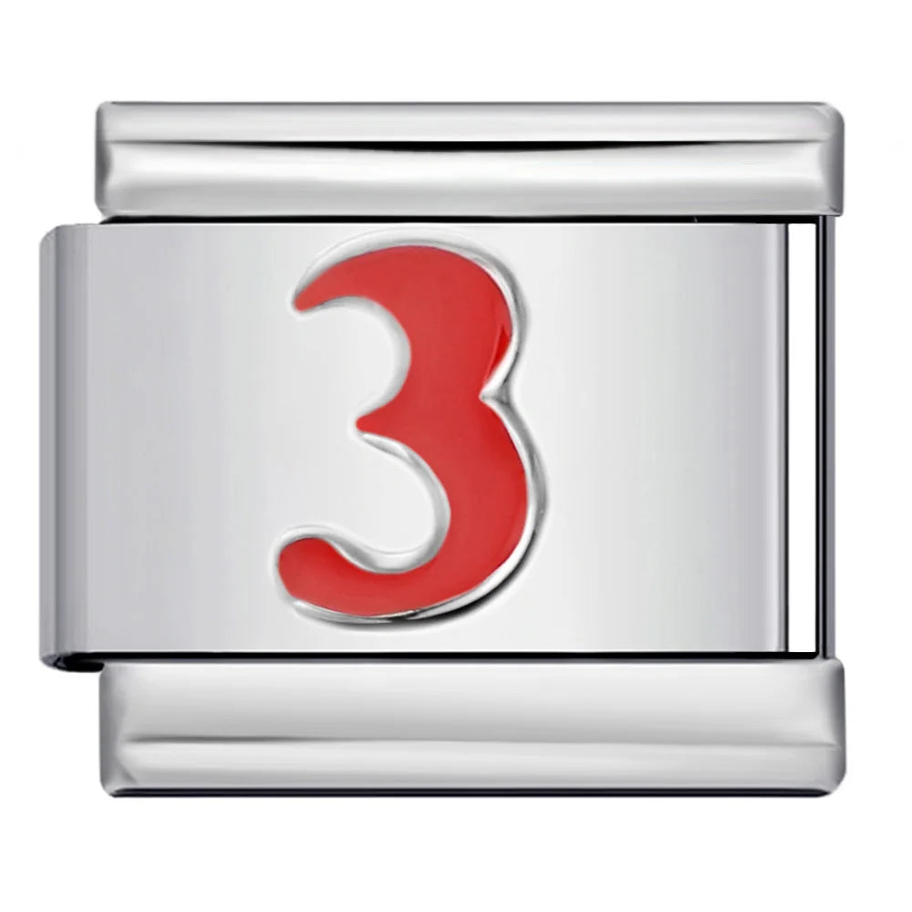 Red  0-9 Number Italian Charm 281