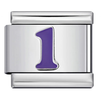 Purple Number 0-9 Italian Charm 284